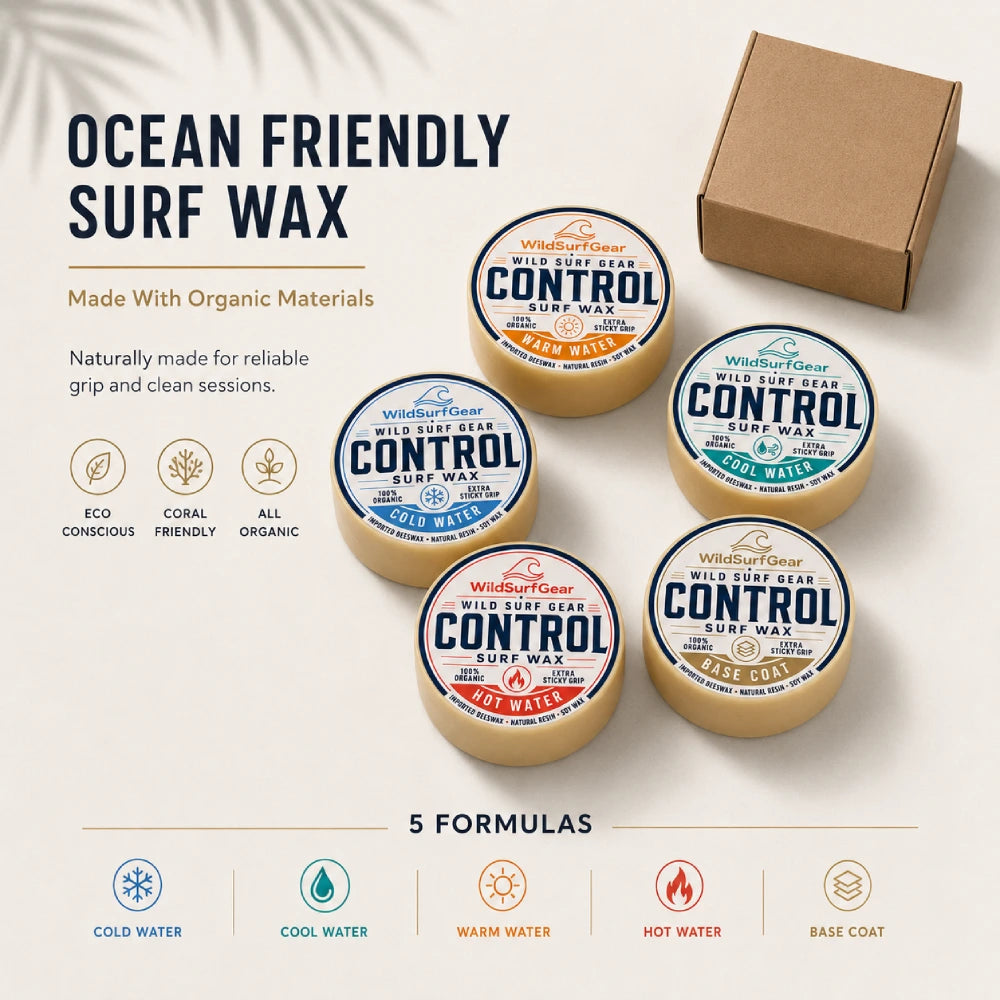 Ocean-friendly organic surf wax made with beeswax, natural resin, and soy wax