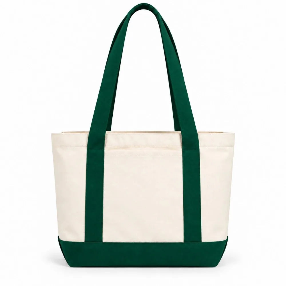 WildSurfGear canvas tote bag front slip pocket detail on white background