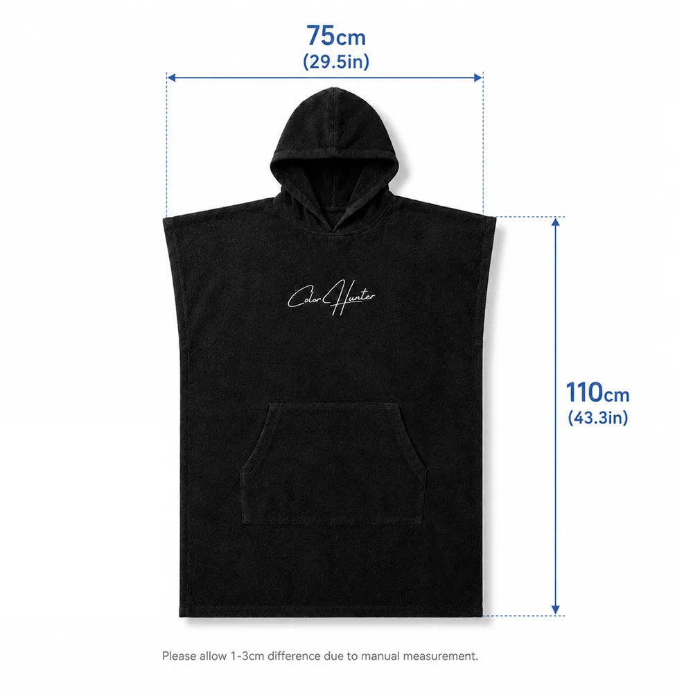 Black Quick-Dry Microfiber Surf Poncho