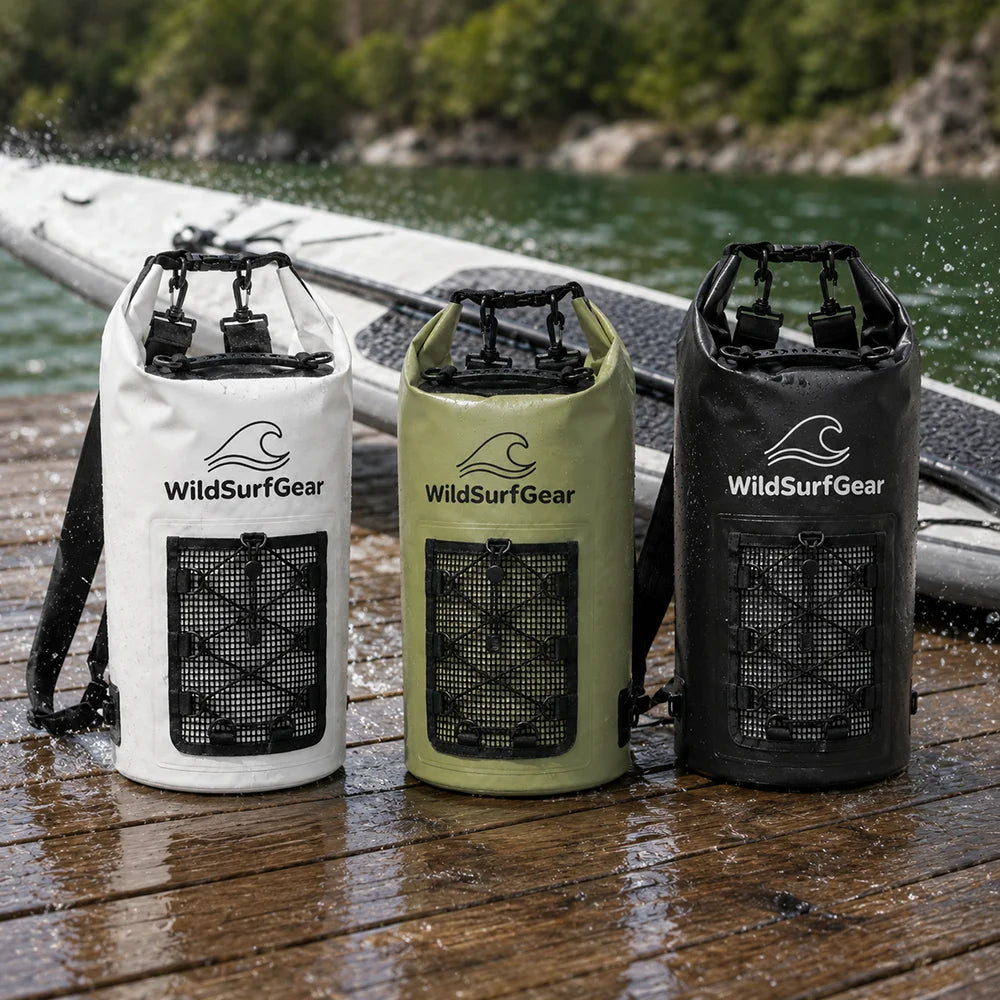 20L Waterproof Dry Bag with Mesh Pocket