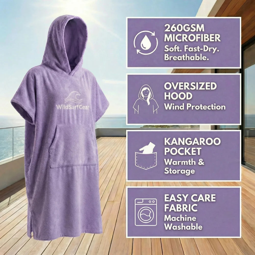 260GSM Quick-Dry Microfiber Surf Poncho